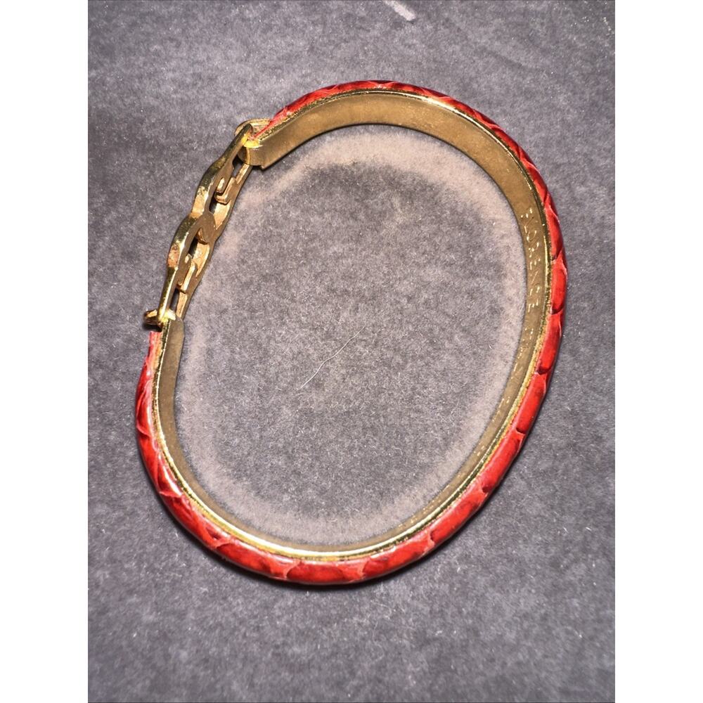 Vintage Gucci 24 karat gold plated bangle Snake bracelet RED - Picture 10 of 16